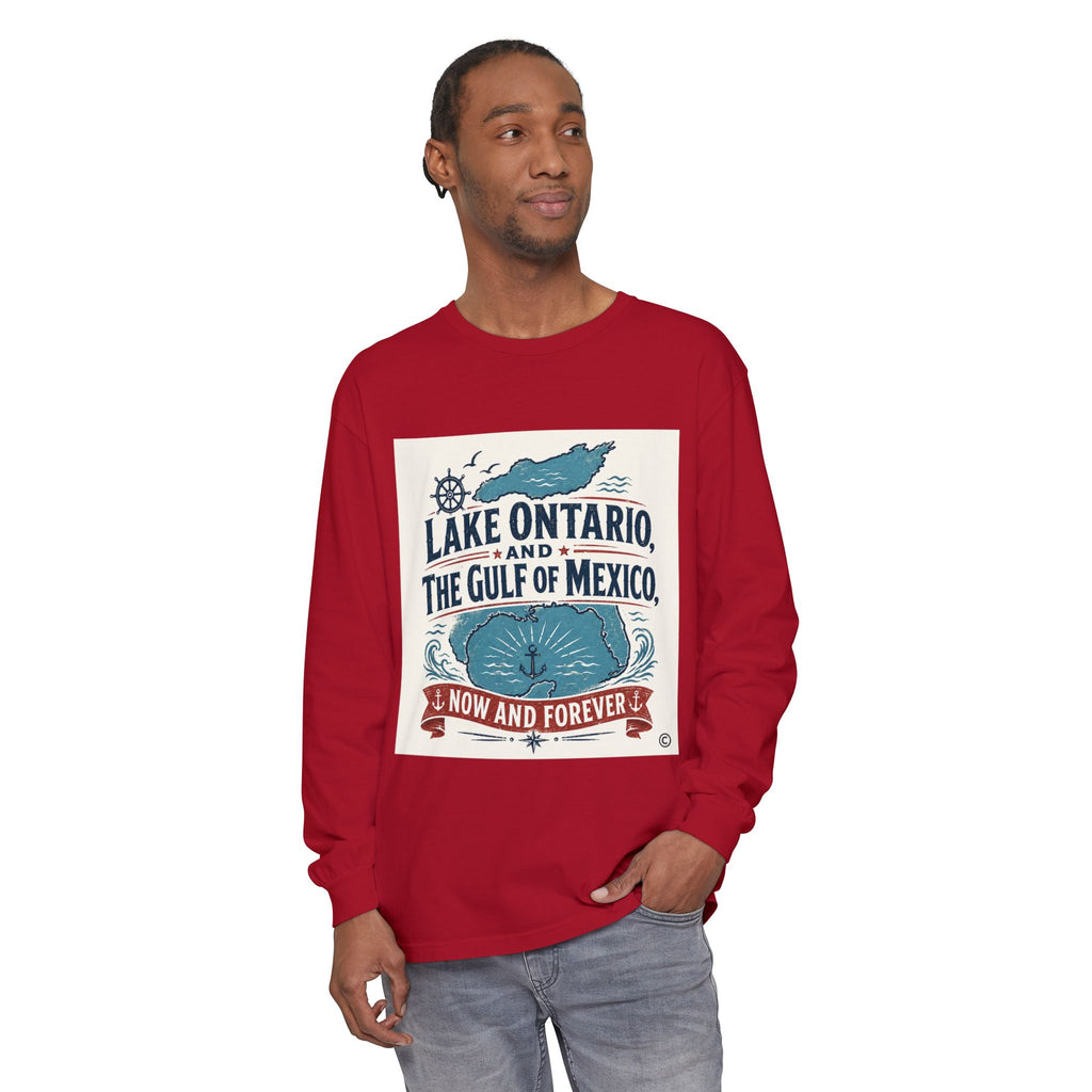 Lake Ontario & Gulf of Mexico Long Sleeve Tee — "Now and Forever" Nautical Graphic