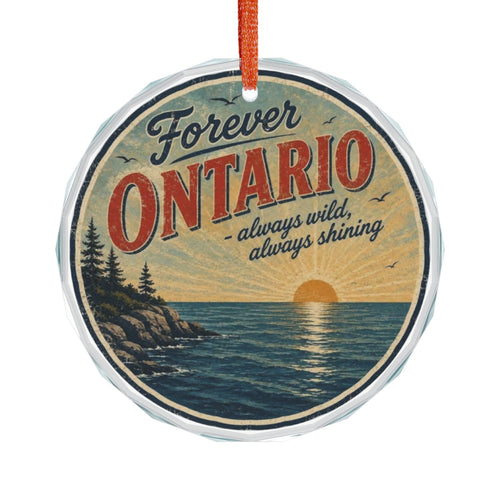 Forever Ontario Glass Ornament — Vintage Sunset Lake Holiday Decoration