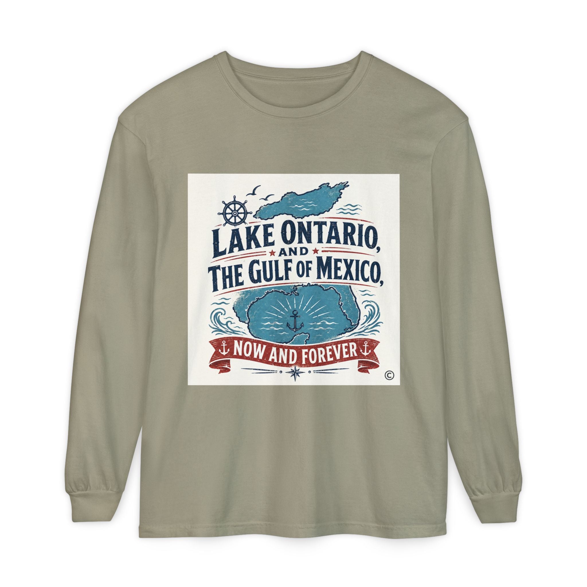 Lake Ontario & Gulf of Mexico Long Sleeve Tee — "Now and Forever" Nautical Graphic