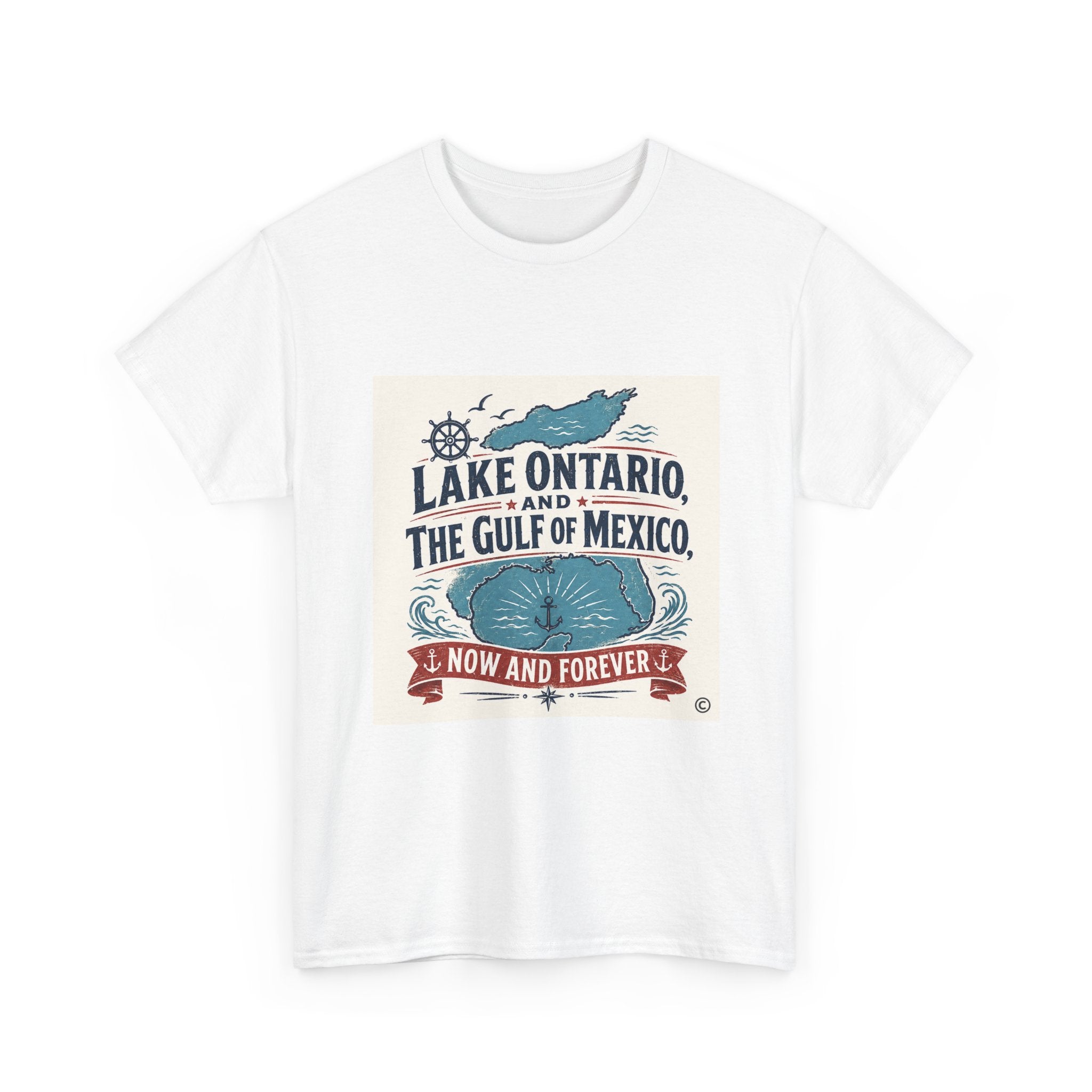 Lake Ontario & Gulf of Mexico Vintage Whale T-Shirt — 'Now and Forever' Nautical Tee