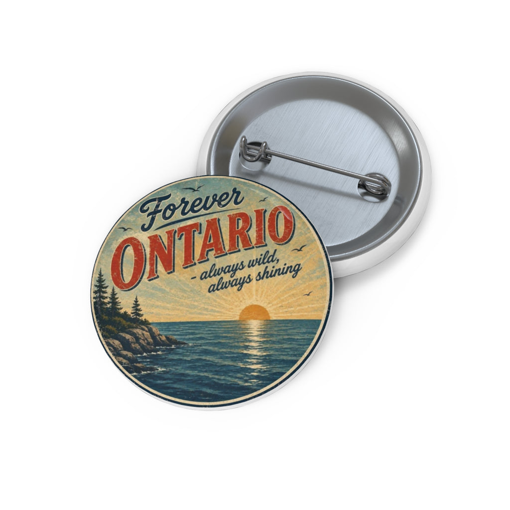 Ontario Sunset Pin Button — "Forever Ontario" Vintage Travel Lapel Pin