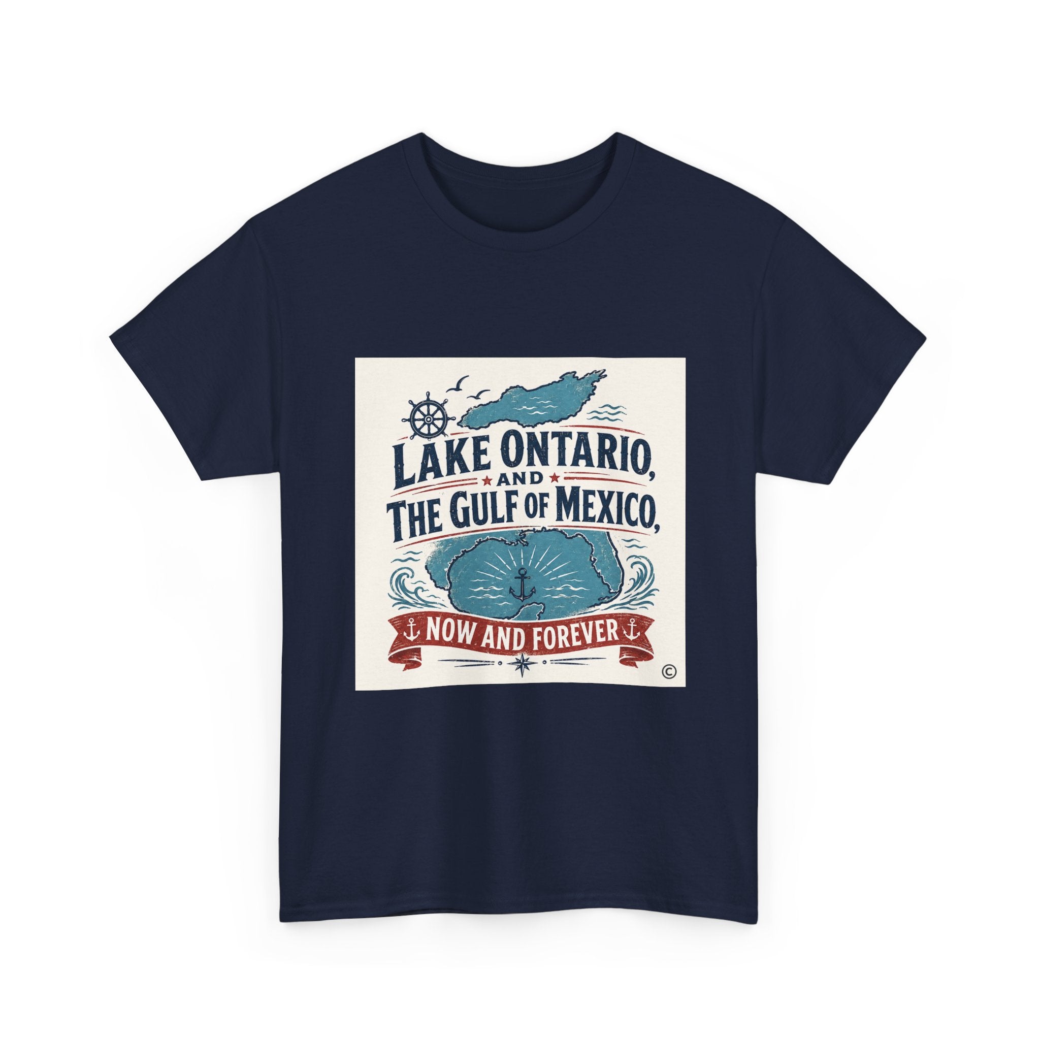 Lake Ontario & Gulf of Mexico Vintage Whale T-Shirt — 'Now and Forever' Nautical Tee
