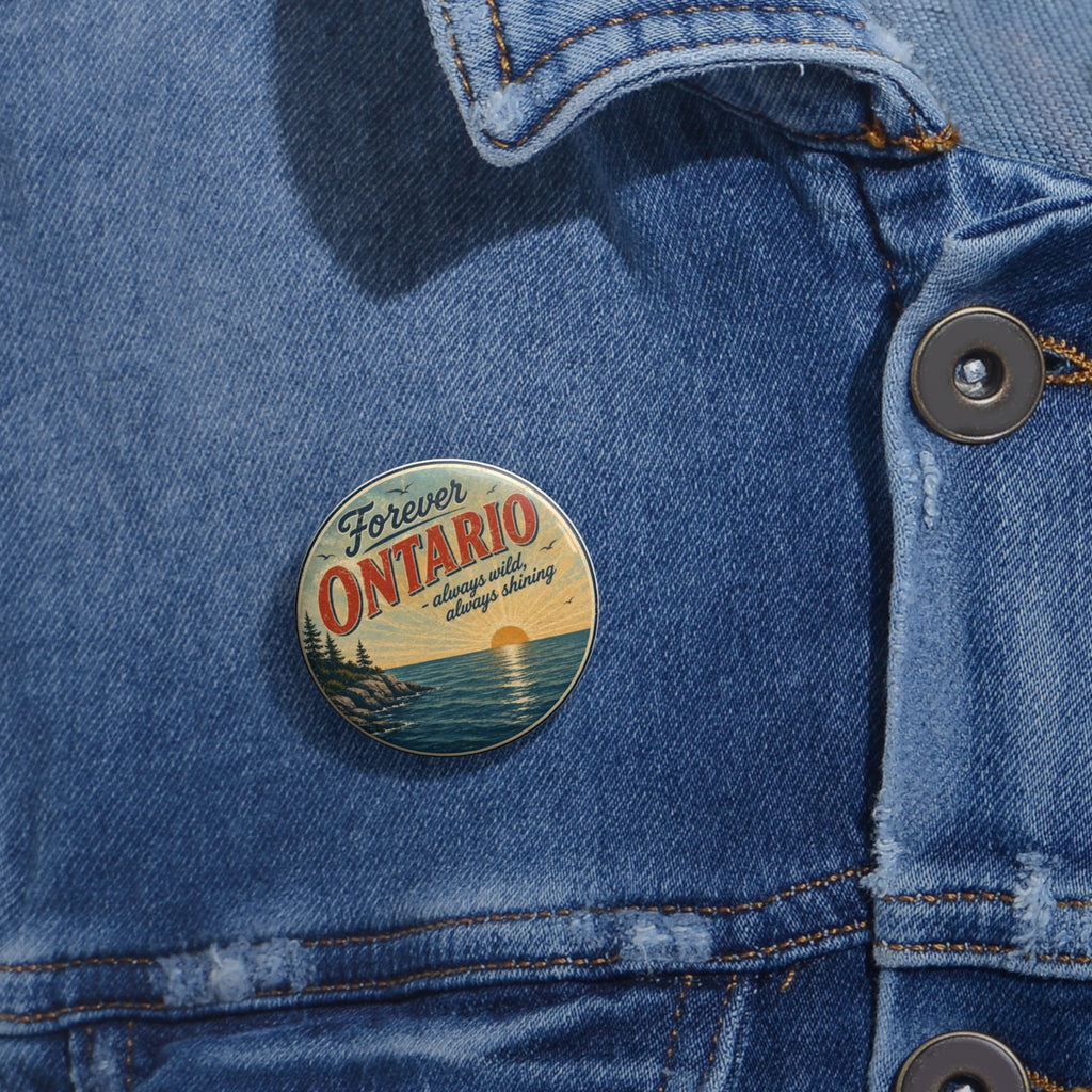 Ontario Sunset Pin Button — "Forever Ontario" Vintage Travel Lapel Pin