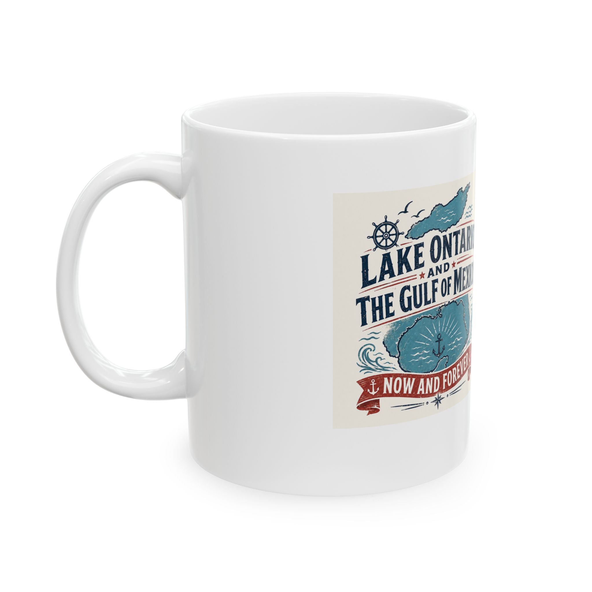 Great Lakes to Gulf Travel Mug – 'From Lake Ontario to the Gulf of Mexico' Ceramic Coffee Cup
