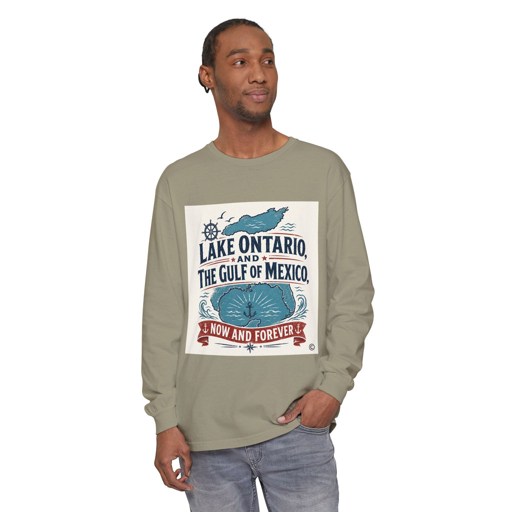 Lake Ontario & Gulf of Mexico Long Sleeve Tee — "Now and Forever" Nautical Graphic