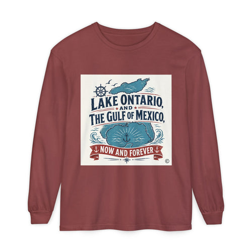 Lake Ontario & Gulf of Mexico Long Sleeve Tee — "Now and Forever" Nautical Graphic
