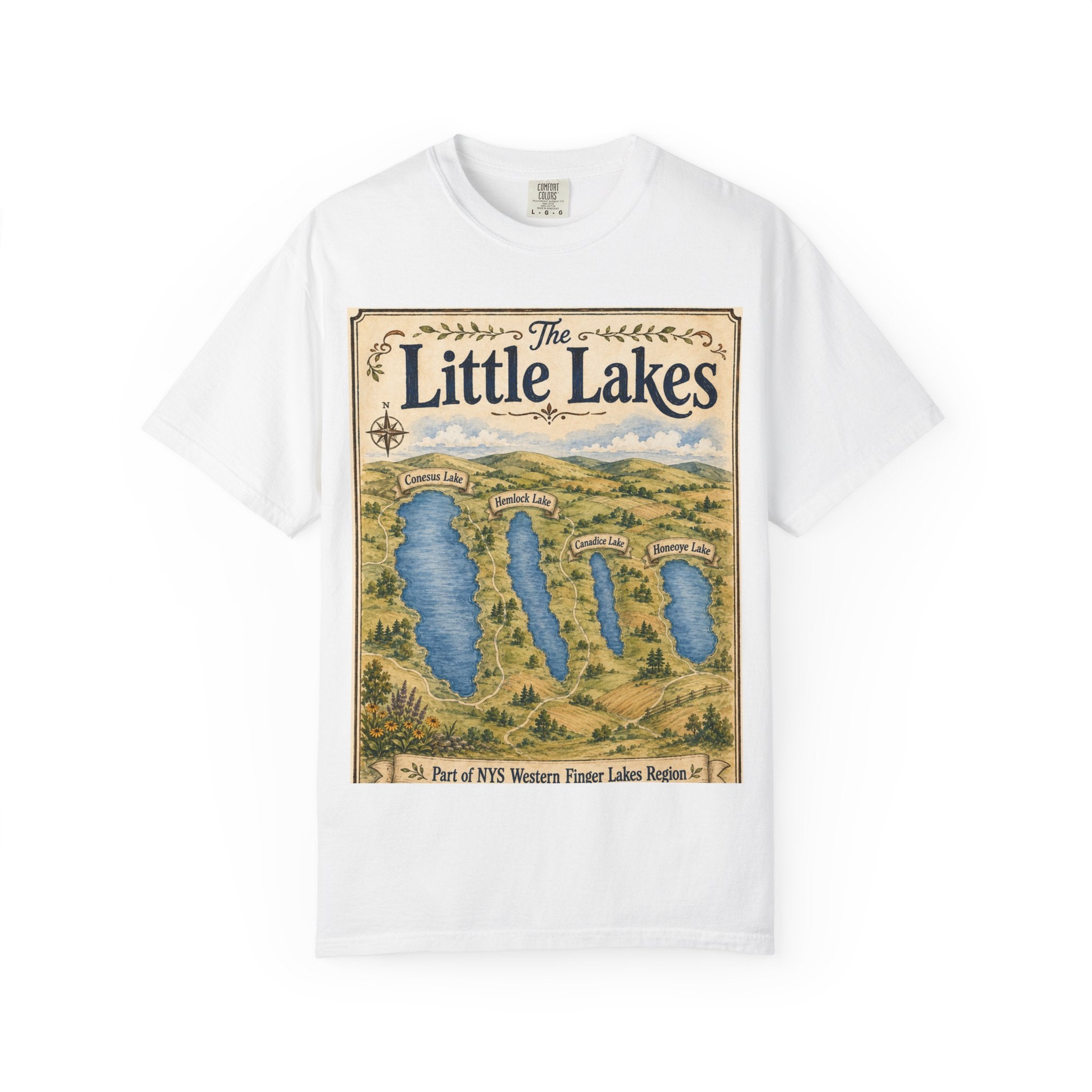 The Little Lakes Map T-Shirt — Vintage Lakes Region Graphic Tee
